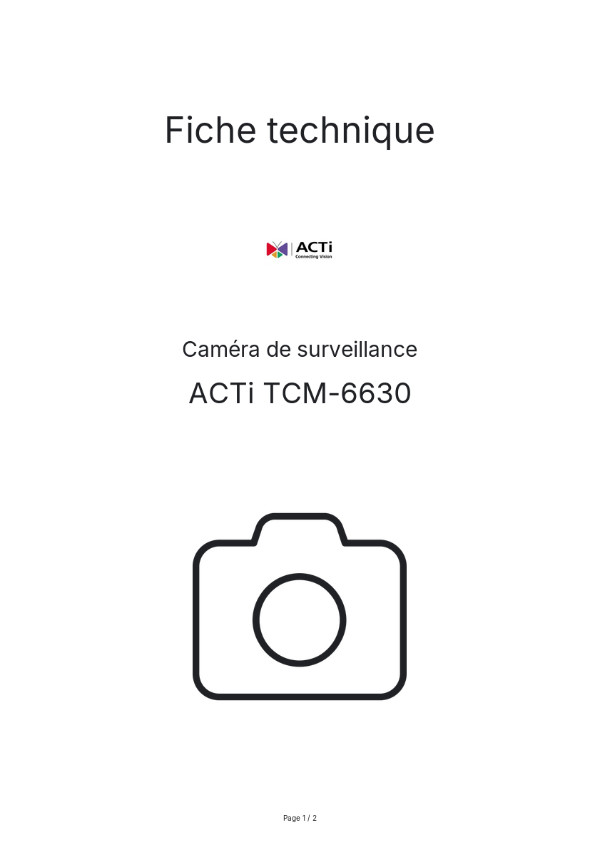 Page n°1 - Fiche technique ACTi TCM-6630