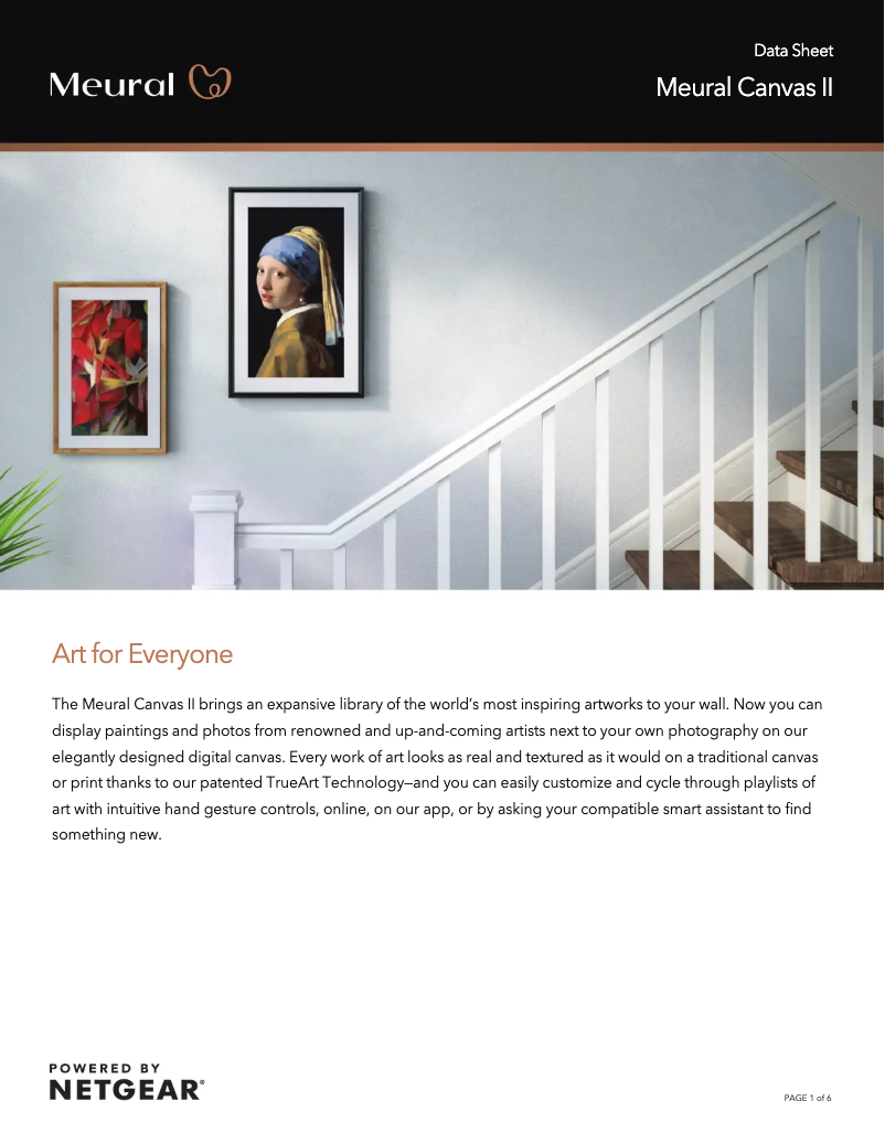 Image de la première page du manuel de l'appareil Meural Canvas II MC327BL