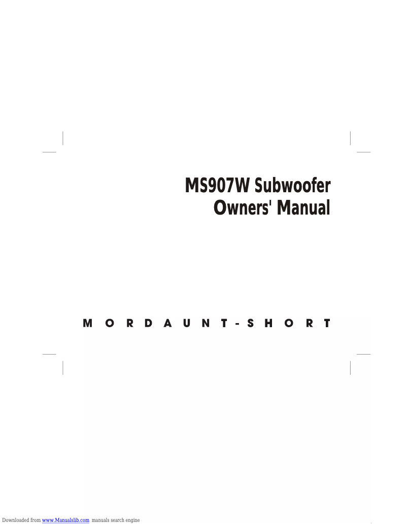 Page n°1 - Manuel utilisateur Mordaunt-Short MS907W