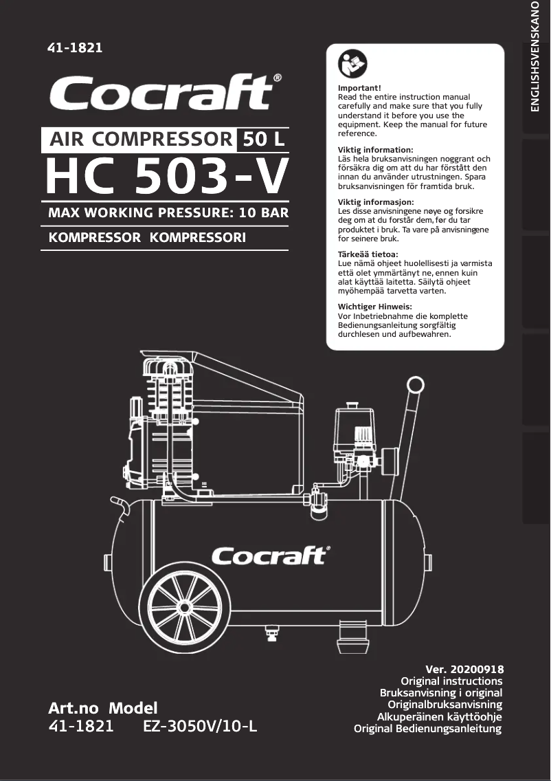 Page 1 de la notice Manuel utilisateur Cocraft HC 503-V