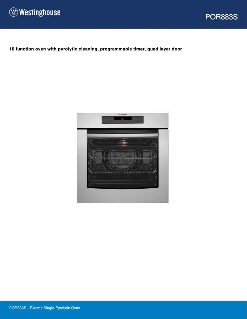 Page n°1 - Fiche technique Westinghouse POR883S