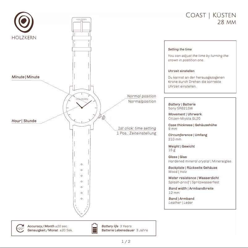 Page 1 de la notice Manuel utilisateur Holzkern Red Sands