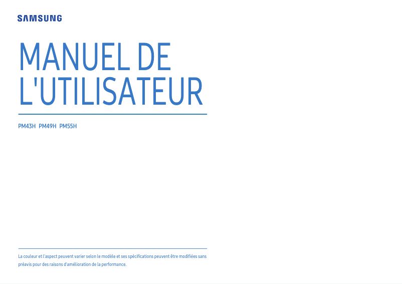 Page 1 de la notice Manuel utilisateur Samsung PM43H