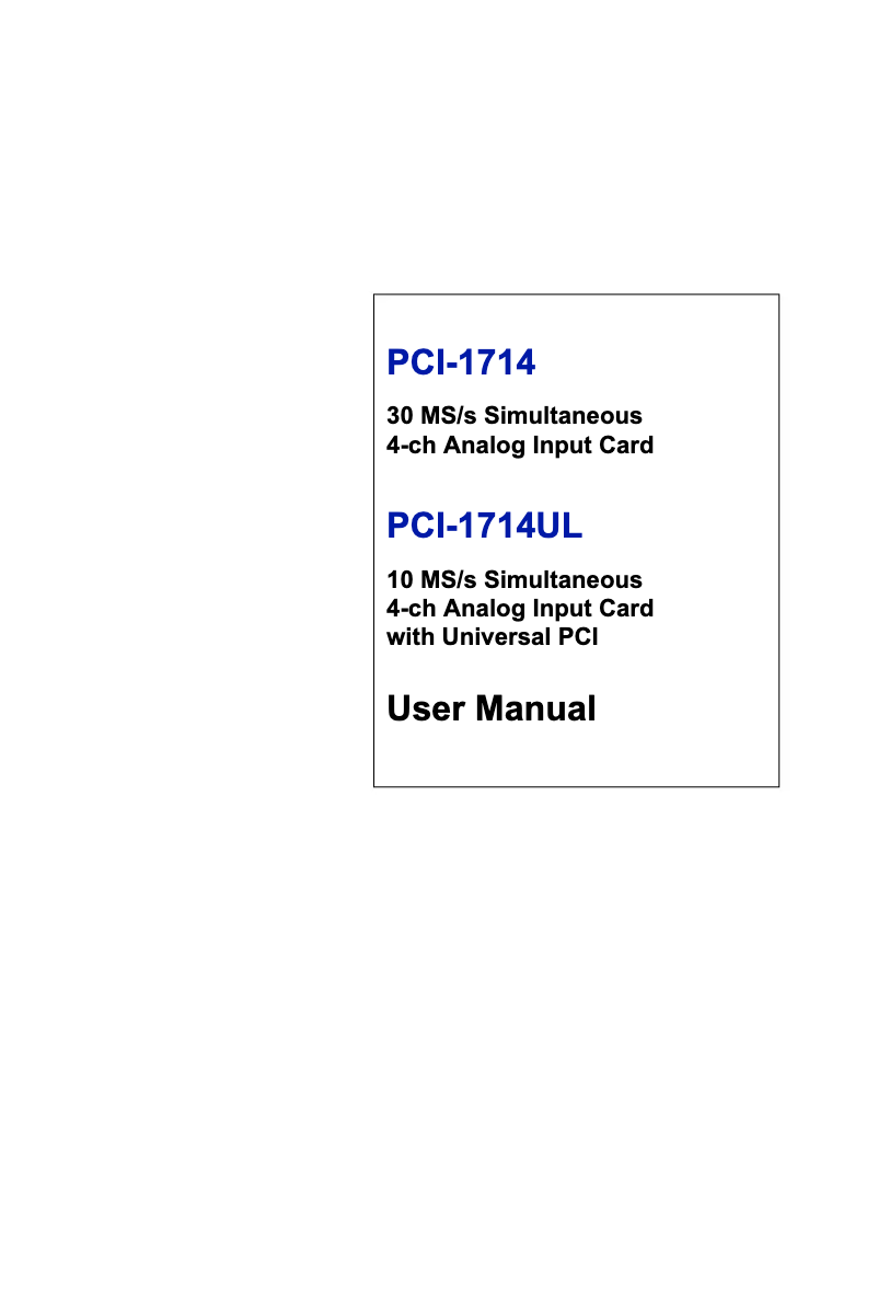 Page 1 de la notice Manuel utilisateur Advantech PCI-1714U-BE