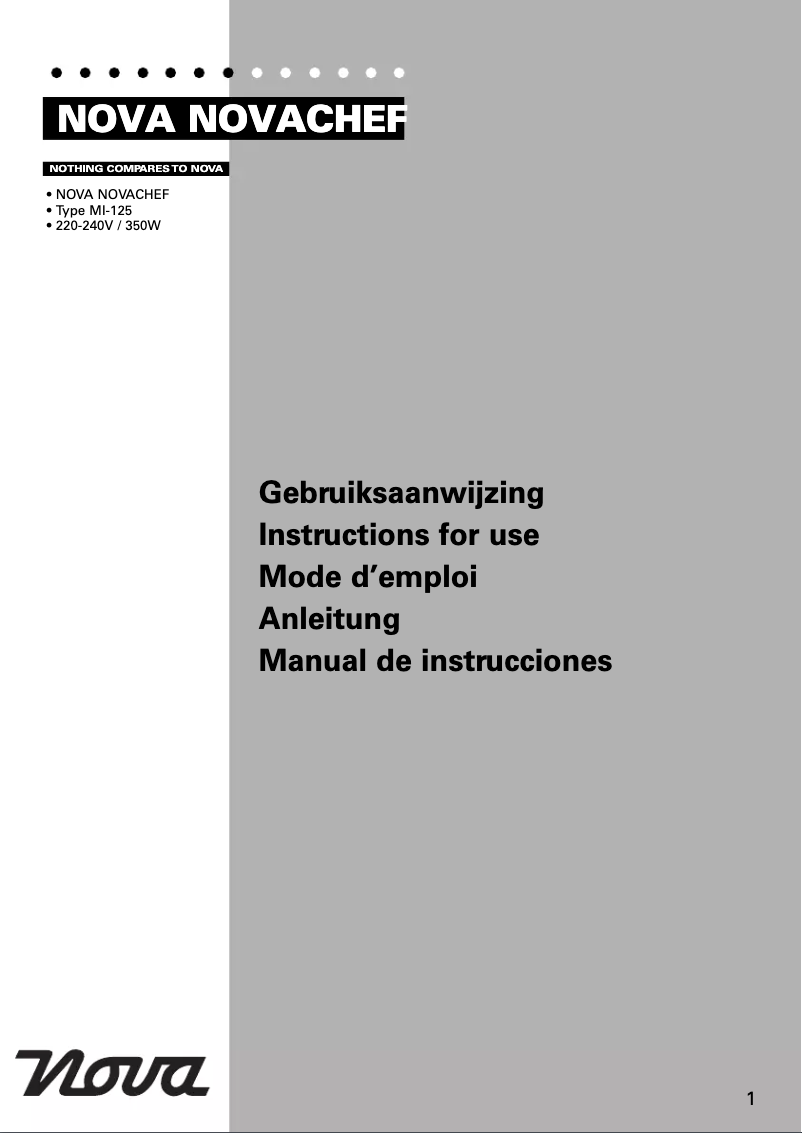 Page 1 de la notice Manuel utilisateur Nova 220125