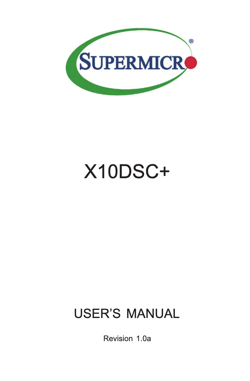 Page n°1 - Manuel utilisateur Supermicro X10DSC+