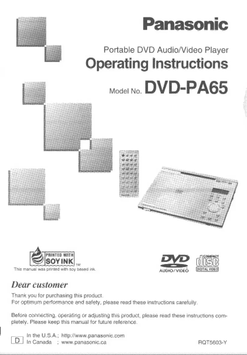 Page 1 de la notice Manuel utilisateur Panasonic DVD-PA65