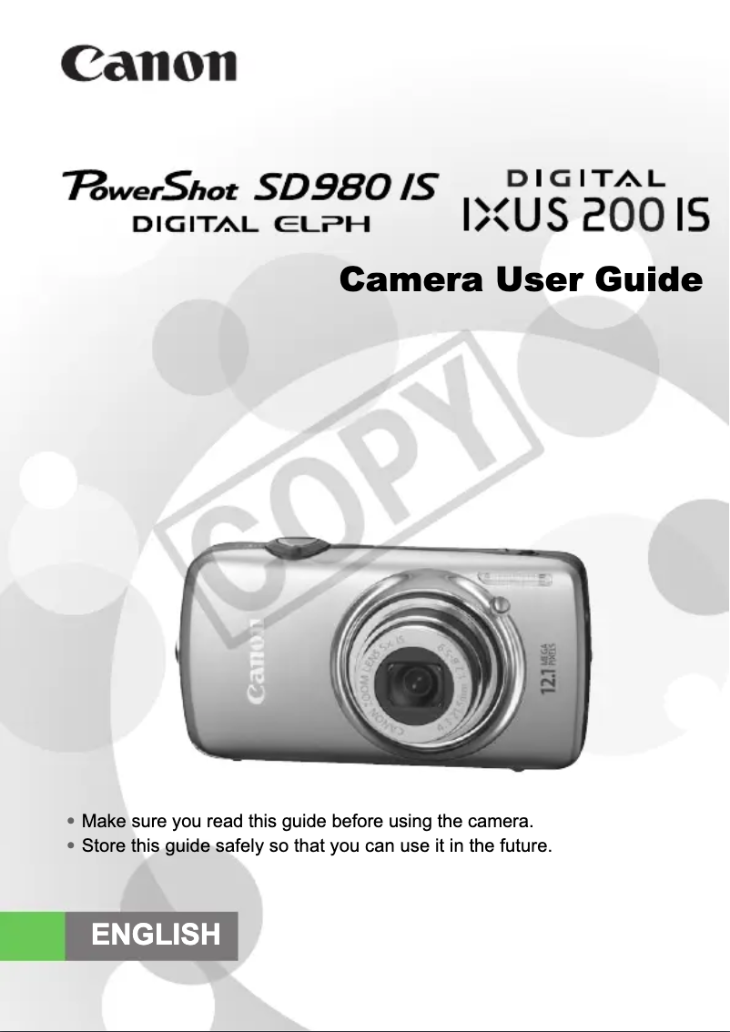 Image de la première page du manuel de l'appareil PowerShot SD980 IS