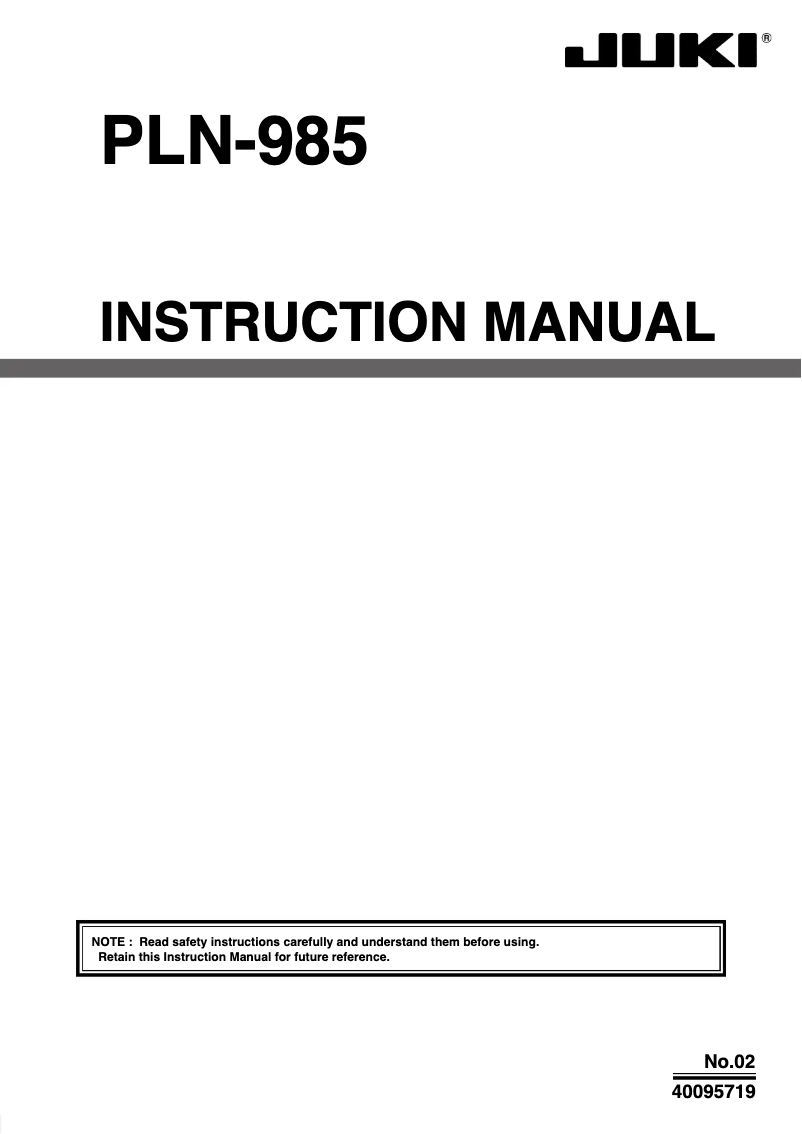 Page 1 de la notice Manuel utilisateur Juki PLH-981