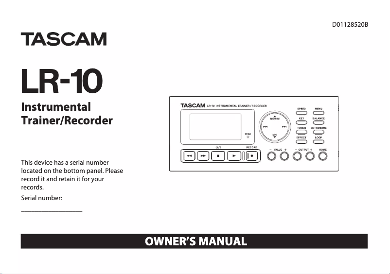 Image de la première page du manuel de l'appareil LR-10