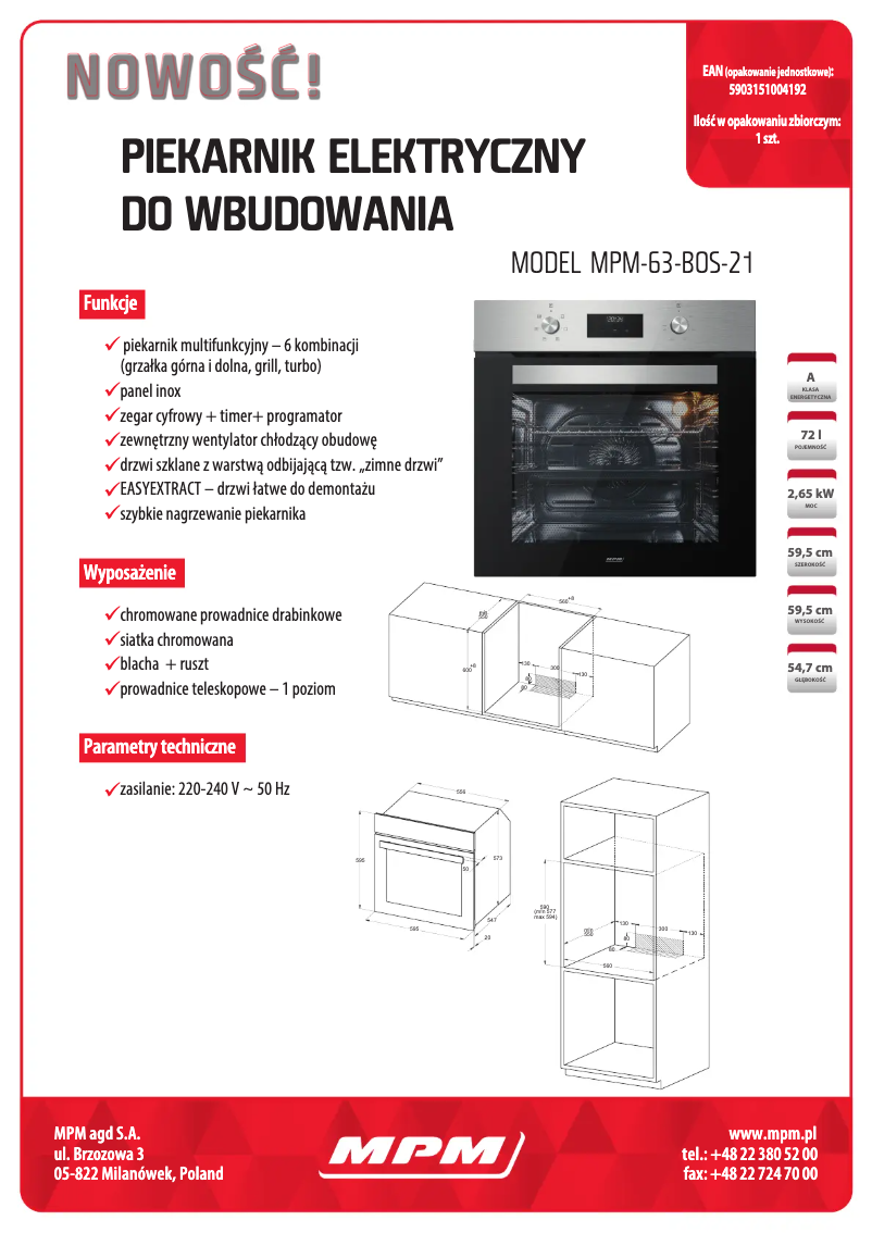 Página 1 del manual Ficha técnica MPM MPM-63-BOS-21