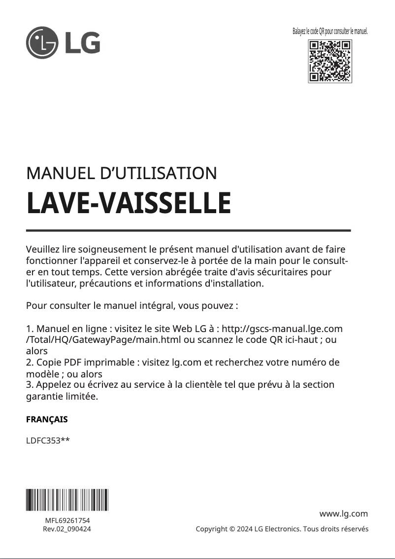Image de la première page du manuel de l'appareil LDFC3532S