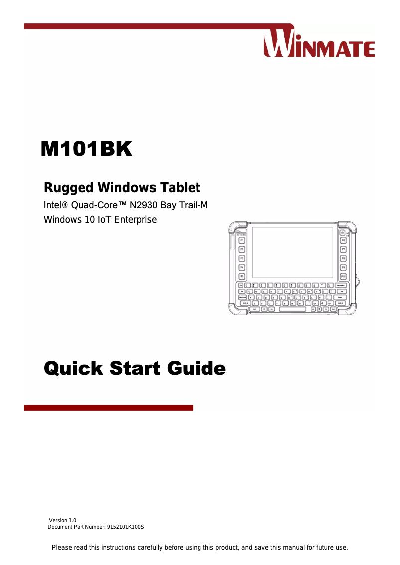 Page n°1 - Manuel utilisateur Winmate M101BK