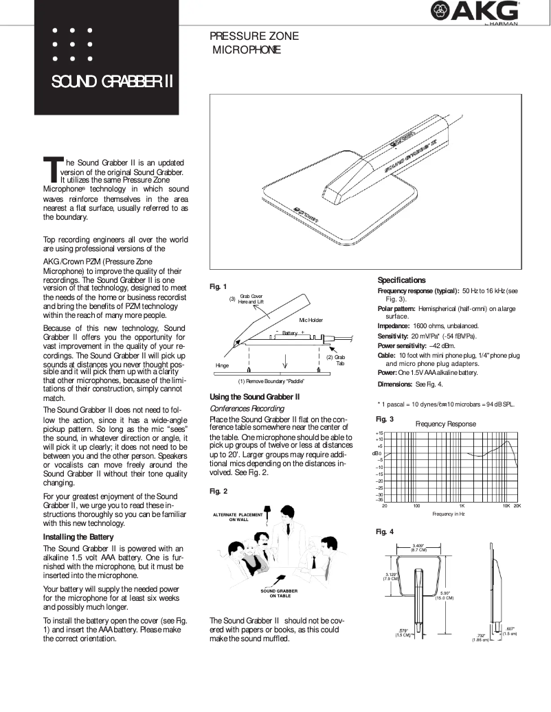 Page 1 de la notice Manuel utilisateur AKG Sound Grabber II