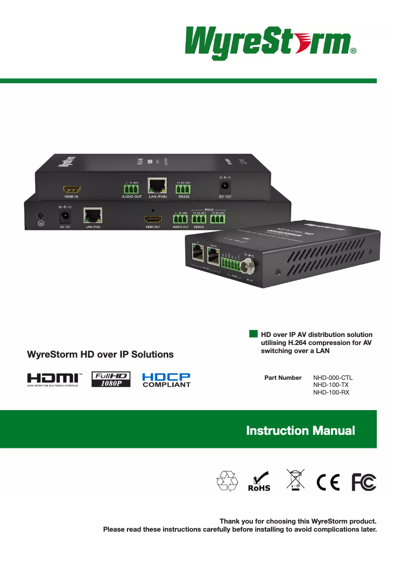 Image de la première page du manuel de l'appareil NHD-100-RX