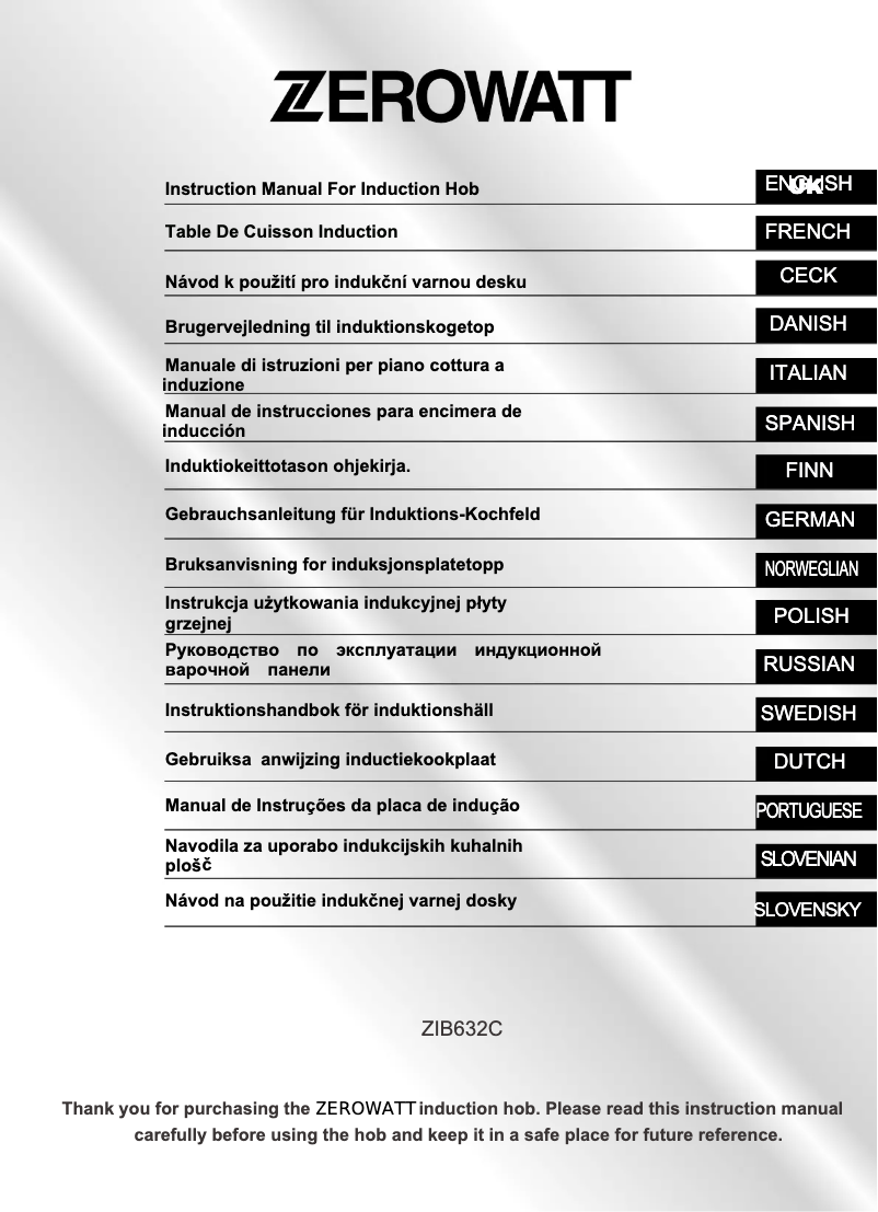 Page 1 de la notice Manuel utilisateur Zerowatt ZIB632C