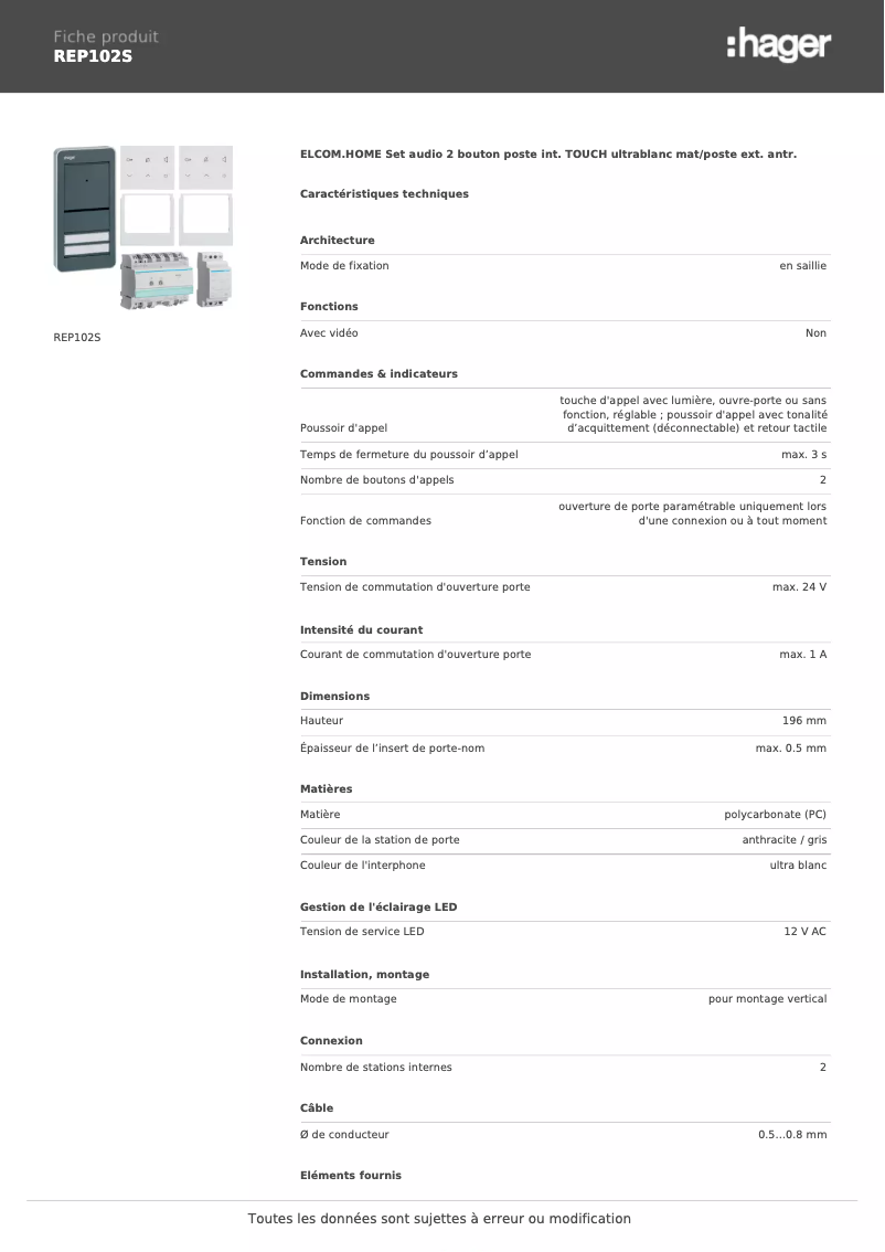 Image de la première page du manuel de l'appareil REP102S