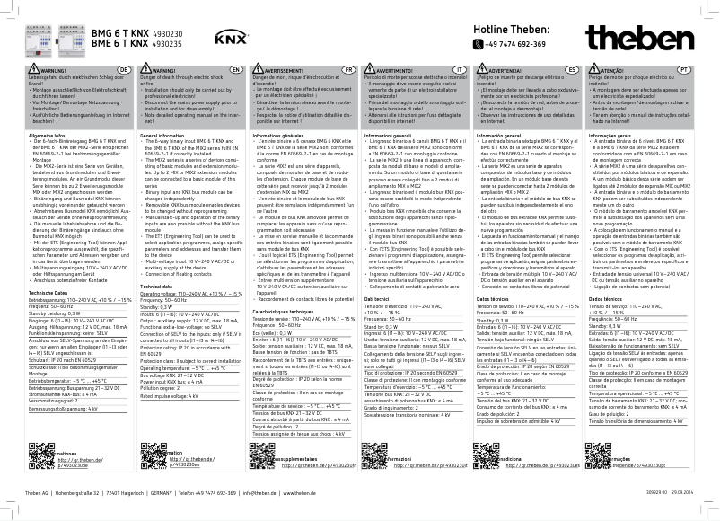 Image de la première page du manuel de l'appareil BME 6 T KNX