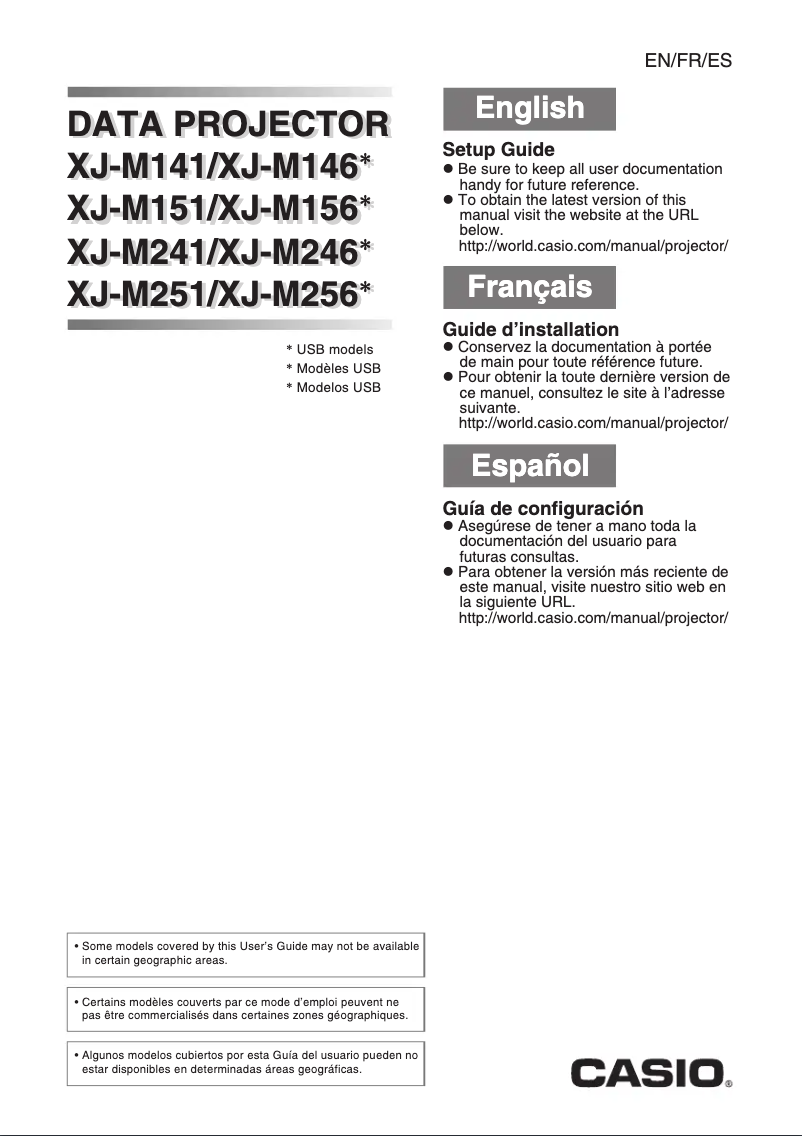 Page 1 de la notice Guide d'installation Casio XJ-M151