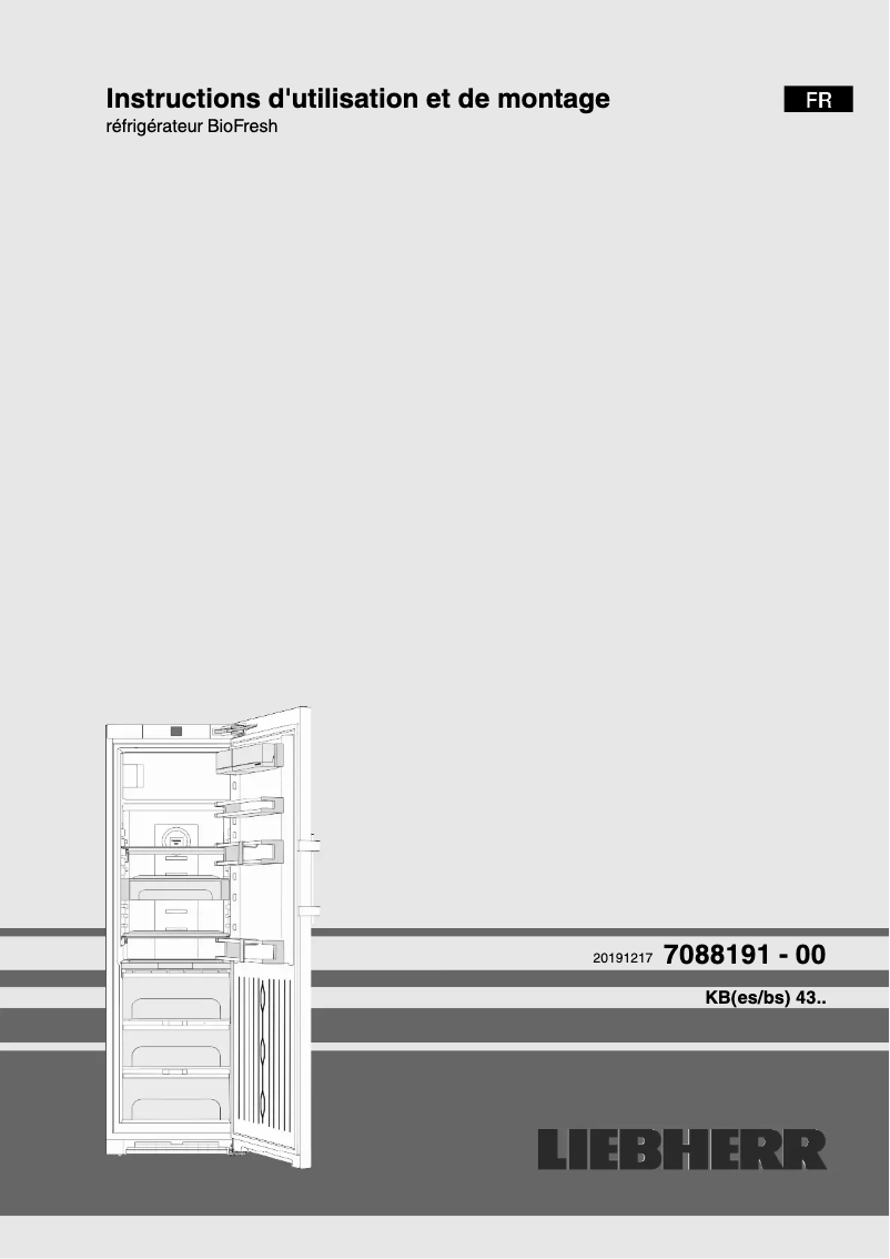 Page n°1 - Manuel utilisateur Liebherr KBes 4374 Premium
