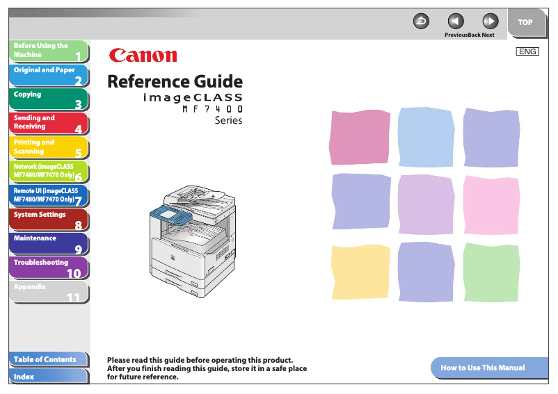 Page 1 de la notice Manuel utilisateur Canon imageCLASS MF7470