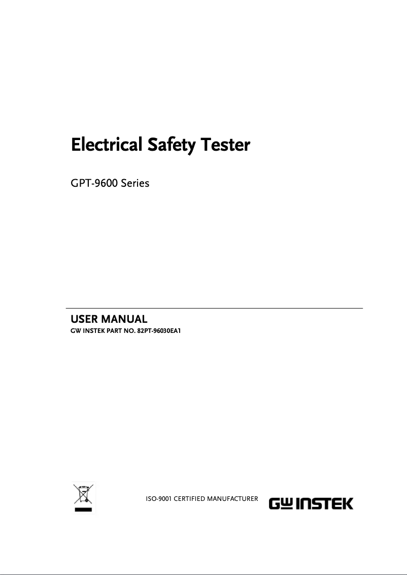 Page 1 de la notice Manuel utilisateur GW Instek GPT-9603