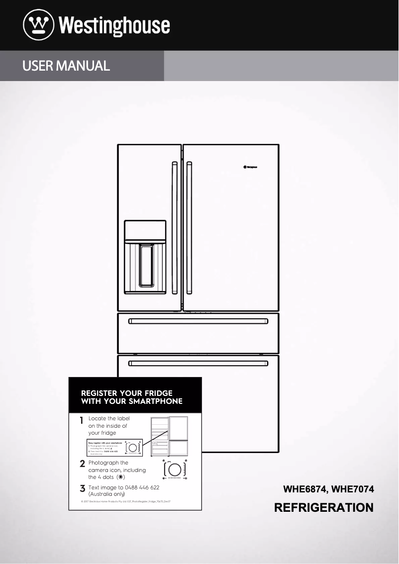 Page 1 de la notice Manuel utilisateur Westinghouse WHE7074