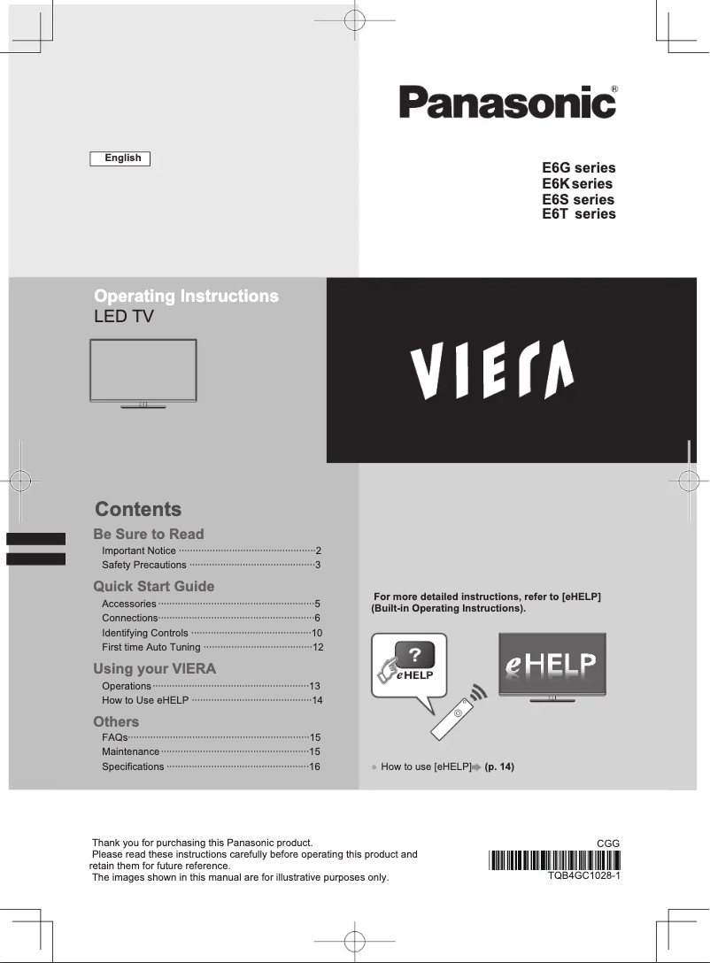 Imagen de la primera página del manual del dispositivo Viera TX-L42E6