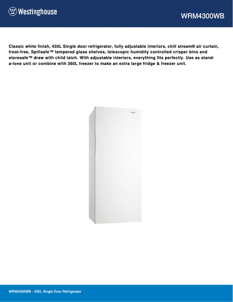 Page n°1 - Fiche technique Westinghouse WRM4300WB