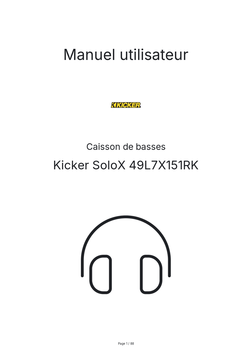 Page n°1 - Manuel utilisateur Kicker SoloX 49L7X151RK