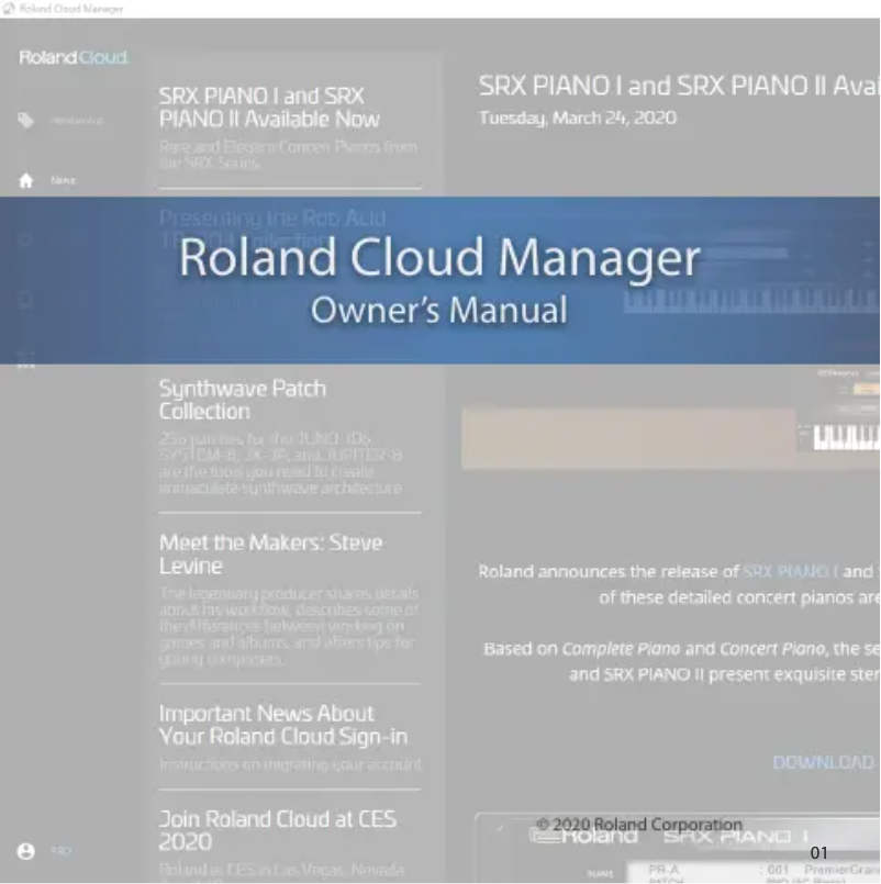 Page 1 de la notice Manuel utilisateur Roland Cloud Manager