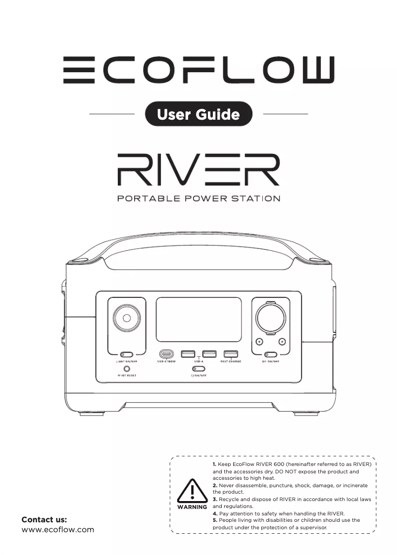 Page 1 de la notice Manuel utilisateur EcoFlow River 600