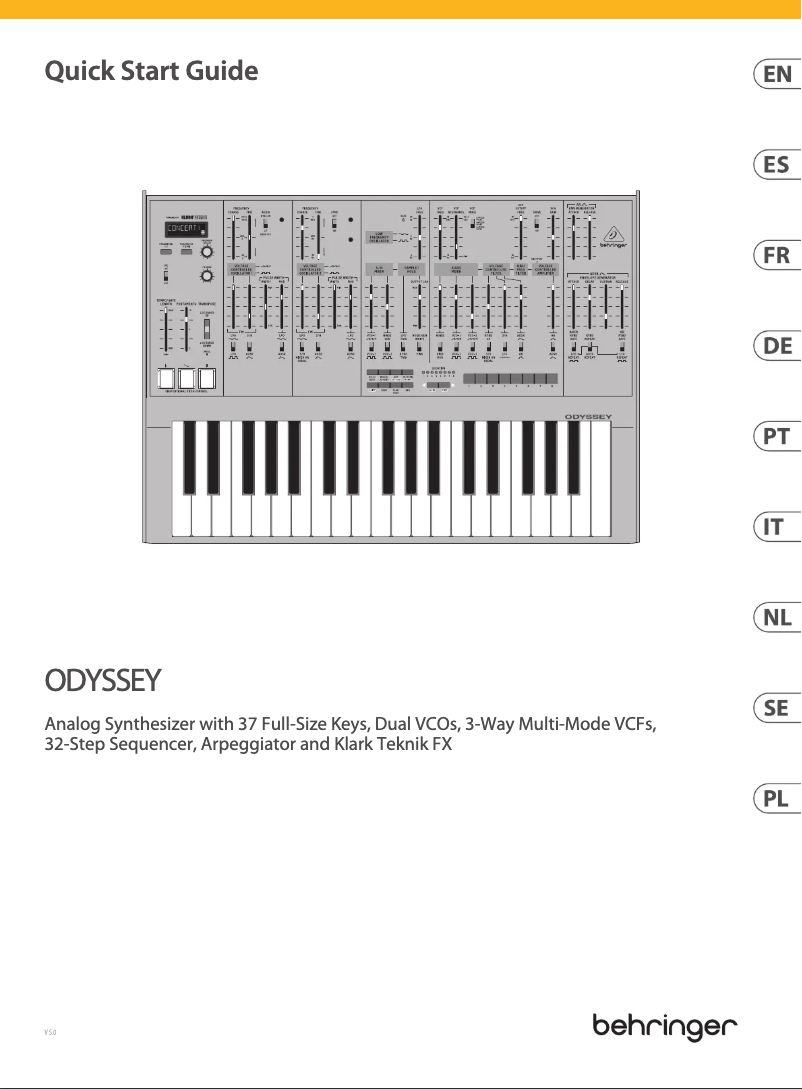Página 1 del manual Guía de inicio rápido Behringer ODYSSEY
