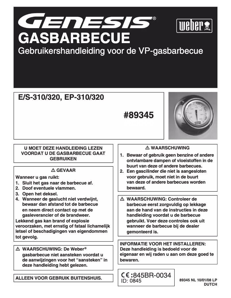 Page 1 de la notice Manuel utilisateur Weber Genesis EP-310