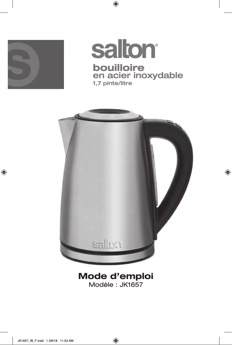 Page n°1 - Manuel utilisateur Salton JK1657