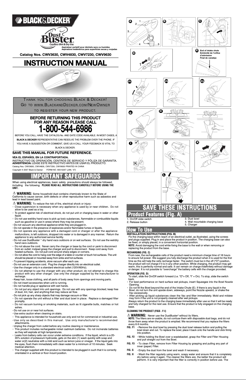 Image de la première page du manuel de l'appareil CWV9630