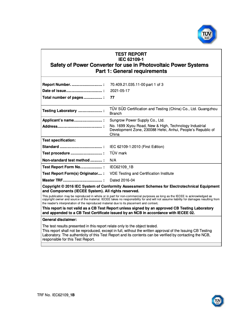 Image de la première page du manuel de l'appareil SG3.0RS-S