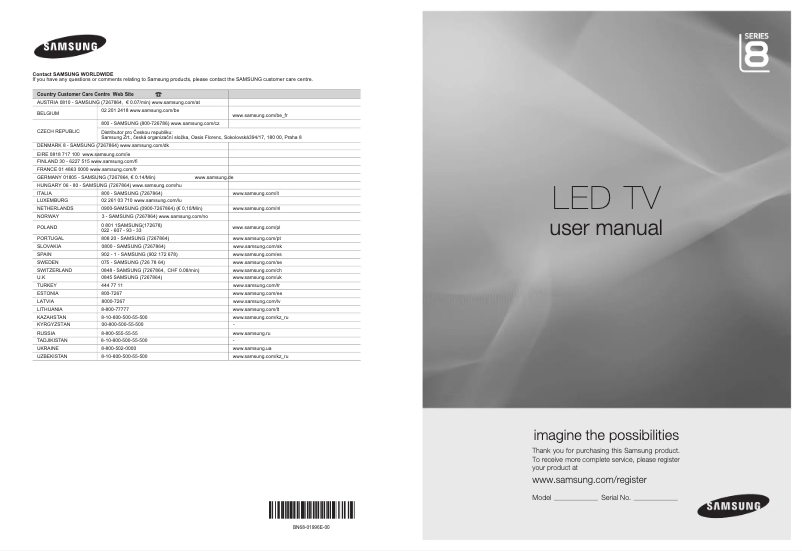 Page 1 de la notice Manuel utilisateur Samsung UE40B8090