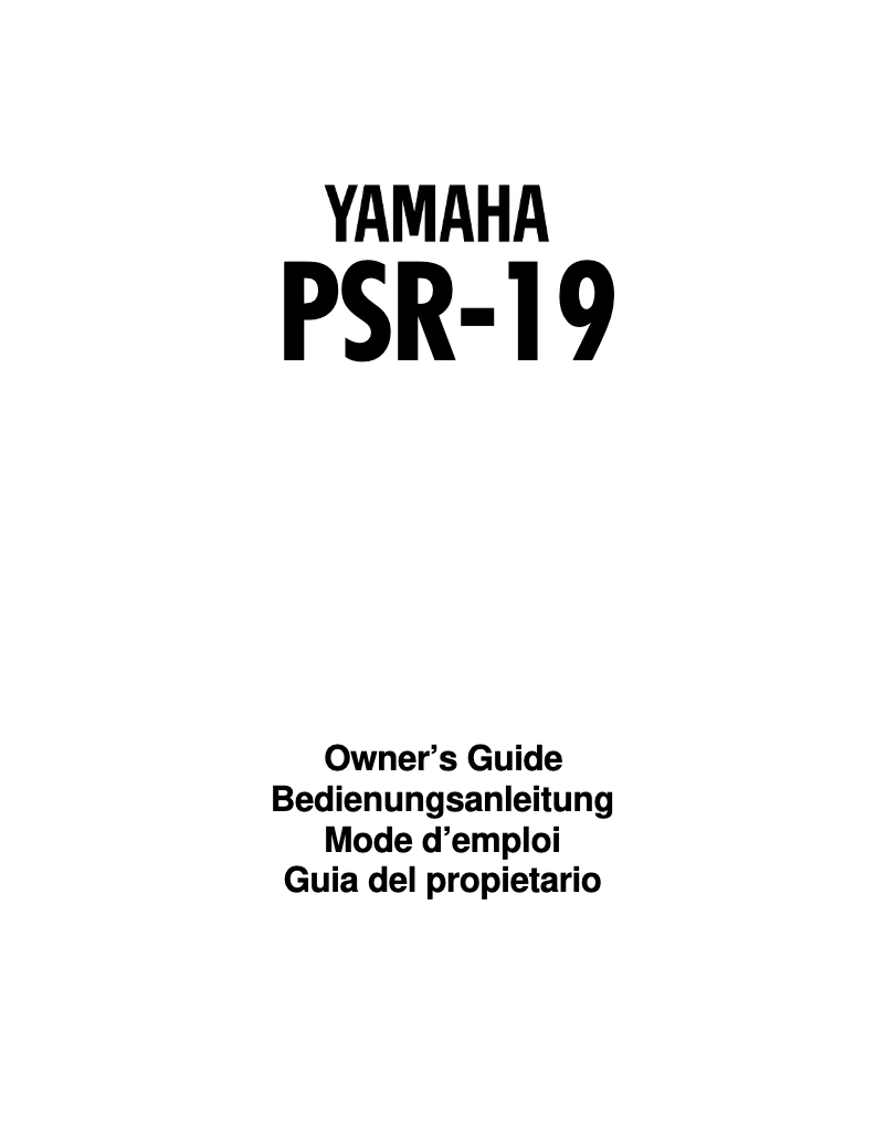 Page n°1 - Manuel utilisateur Yamaha Portatone PSR-19