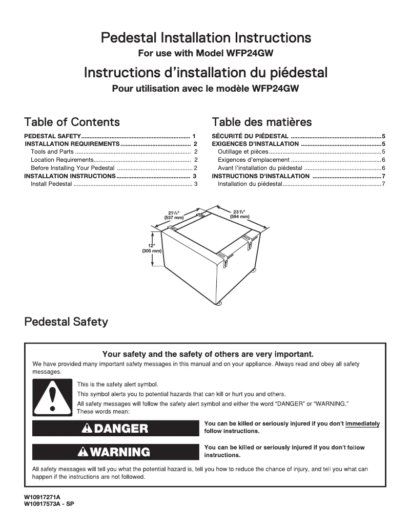 Image de la première page du manuel de l'appareil WFP24G
