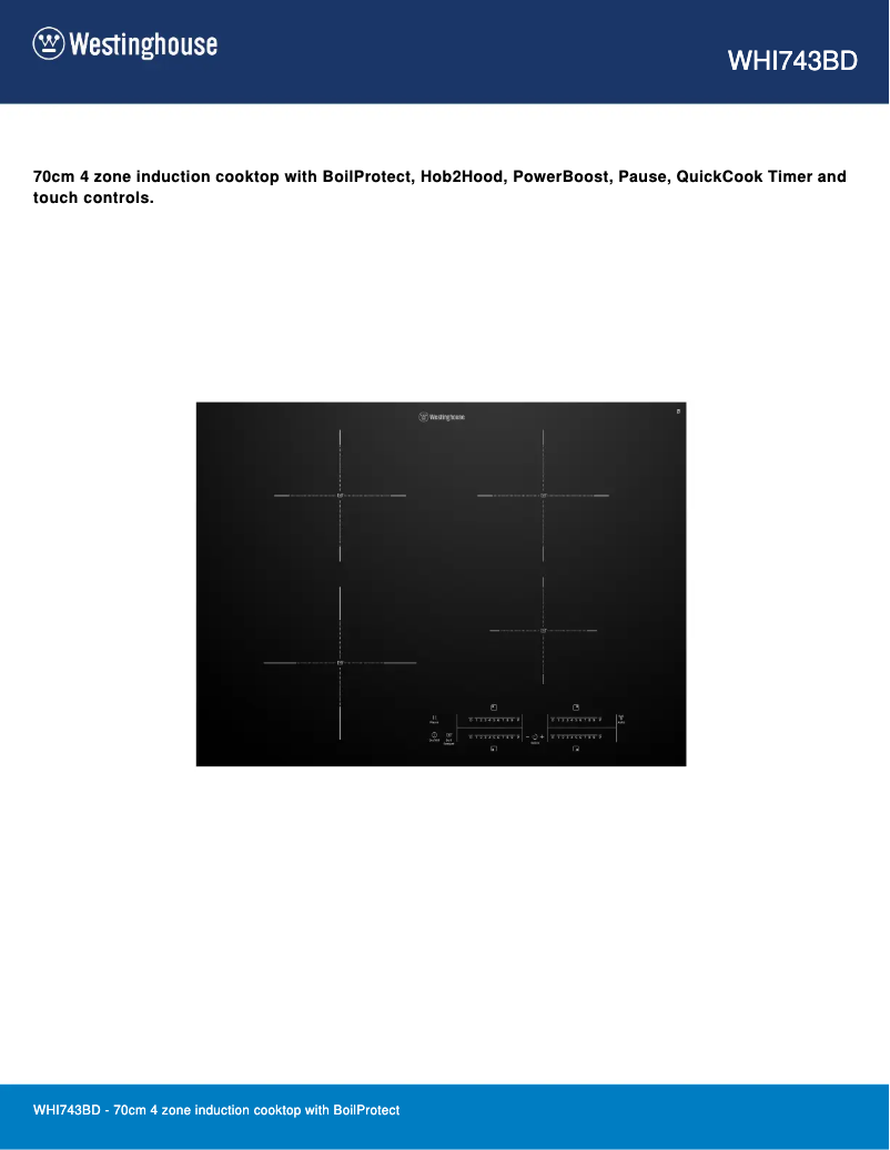 Page 1 de la notice Fiche technique Westinghouse WHI743BD