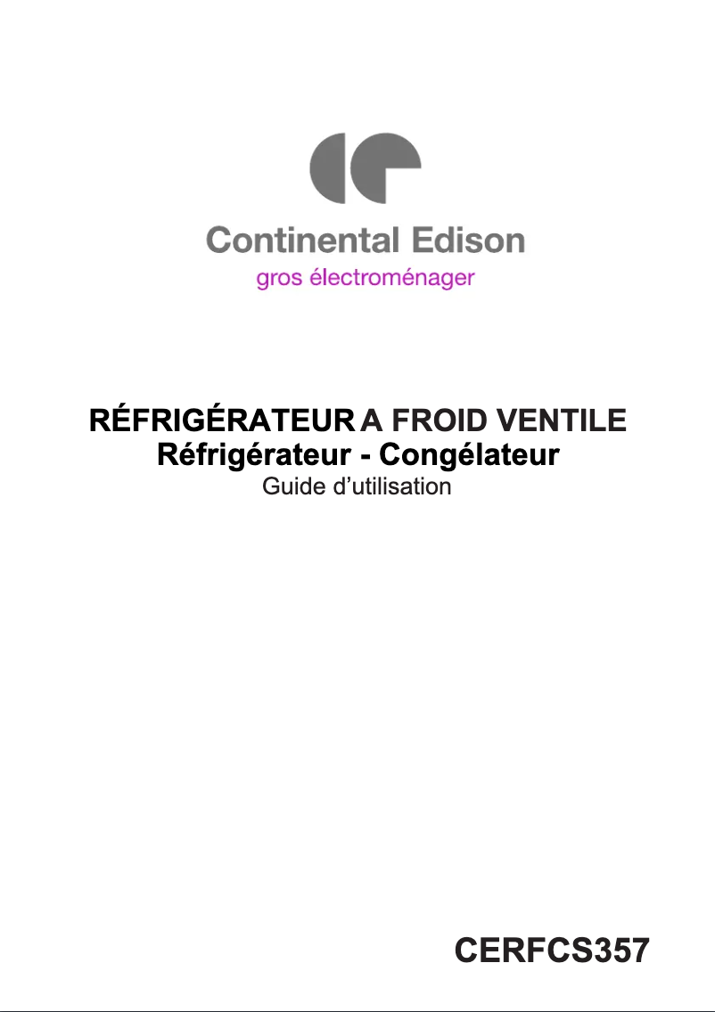 Image de la première page du manuel de l'appareil CERFCS357