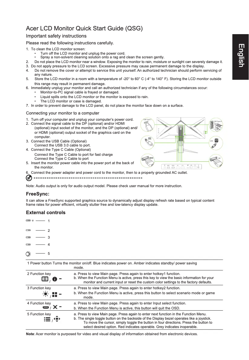 Page n°1 - Guide de démarrage rapide Acer XR343CKP