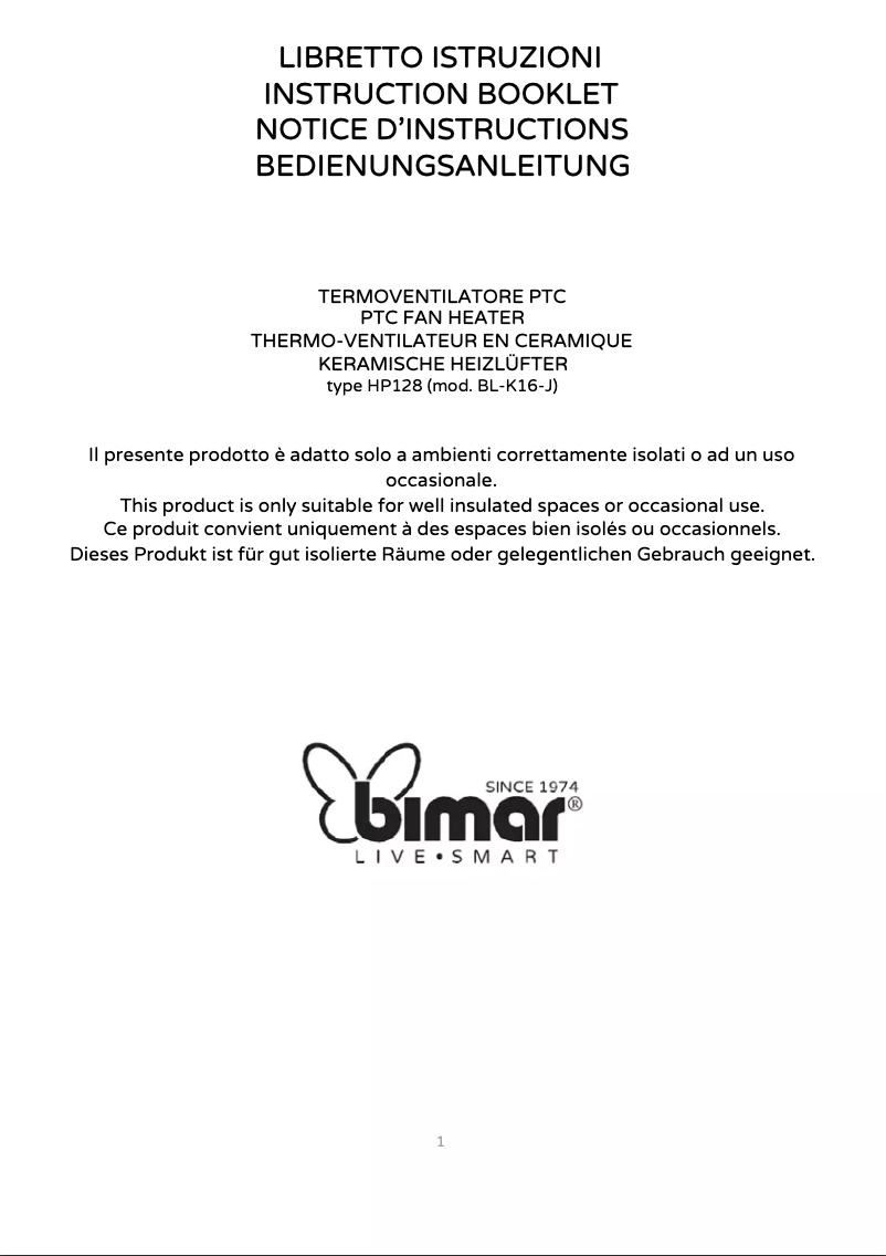 Page 1 de la notice Manuel utilisateur Bimar HP128