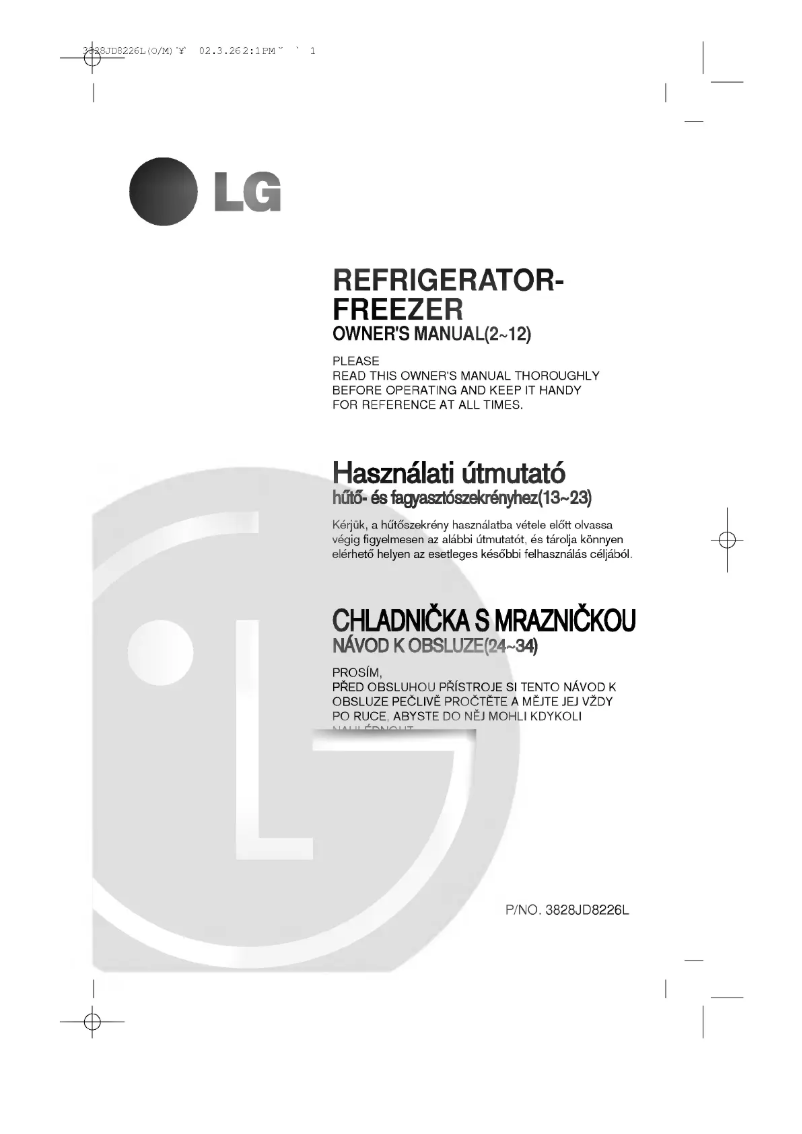 Page 1 de la notice Manuel utilisateur LG GR-T452G