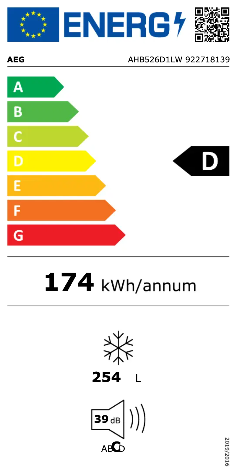 Page n°1 - Label énergétique AEG AHB526D1LW