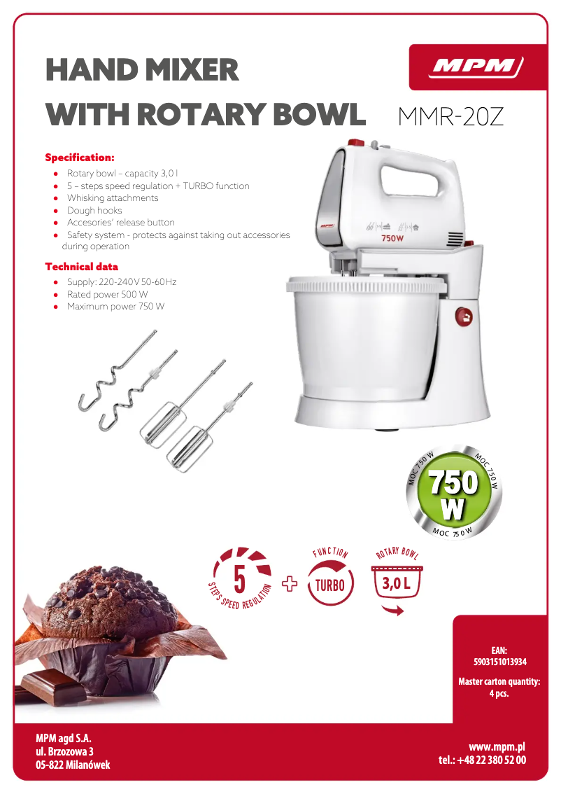 Page 1 de la notice Fiche technique MPM MMR-20Z