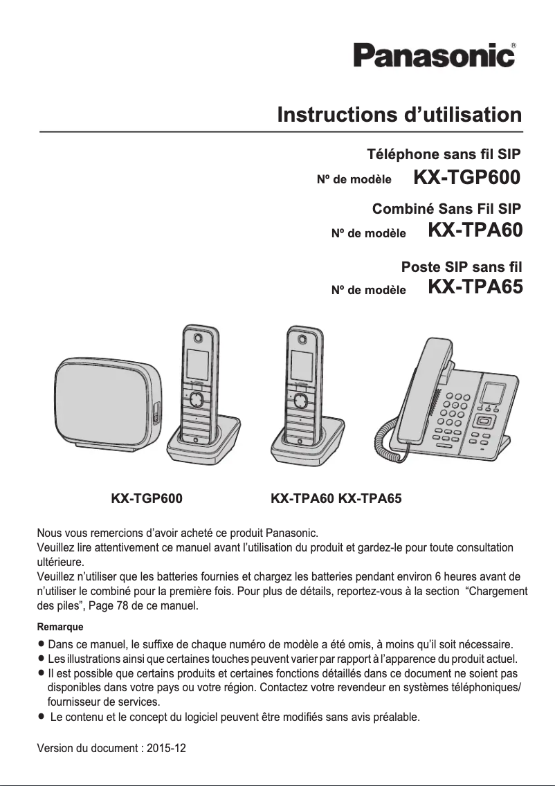 Imagen de la primera página del manual del dispositivo KX-TGP600