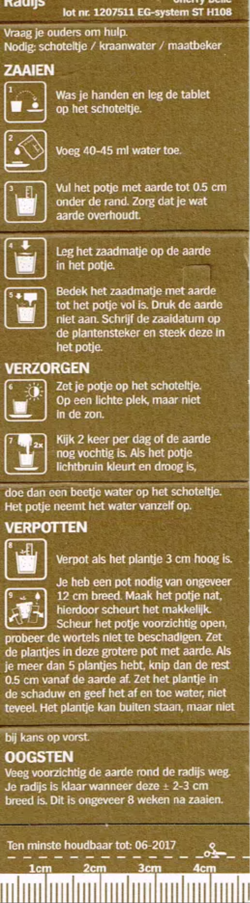 Page 1 de la notice Manuel utilisateur Albert Heijn Moestuintje Radijs