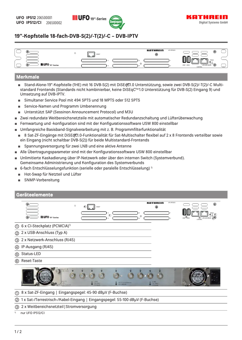 Page n°1 - Fiche technique Kathrein UFO IP512/CI